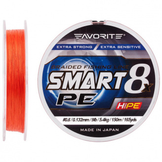 Шнур Favorite Smart PE 8x 150м (red orange) #3/0.296mm 35lb/19kg