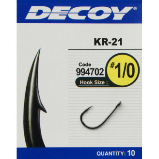 Крючок Decoy KR-23 Black Nickeled 1/0 10 шт/уп (1013-1562.03.25)