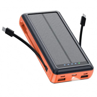 Зарядное устройство на солнечных батареях No Brand Powerbank 20000 mAh с фонариком (2431313731)