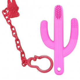 Прорезыватель для зубов 2Life Какстус Розовый с держателем Зайка (vol-10338)