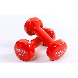 Гантели planeta-sport для фитнеса с виниловым покрытием Zelart Beauty TA-5225-1 2 x 1 кг Красный