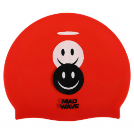 Шапочка для плавания силиконовая юниорская MadWave Junior EMOJI M057308 Красный