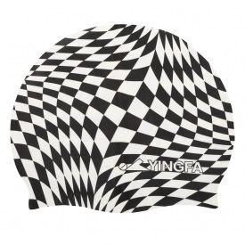 Шапочка для плавания силиконовая для взрослых YINGFA C0091 Черный-белый