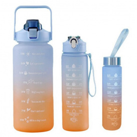 Набор спортивных бутылок 3 в 1 с разметкой и с маркерами времени (3_03618)