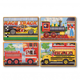 Дерев'яний пазл 4 в 1 Melissa&Doug Машинки 12х4 елементів 15х20 см MD3794