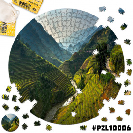 Дерев'яні пазли Wortex Woods Рисові тераси Му Кан Чай 30х30 см 188 елементи амеби PZL10006