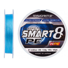 Шнур Favorite Smart PE 8x 150м #2.0/0.242mm 25lb/13.8kg Синий (1013-1693.10.76)