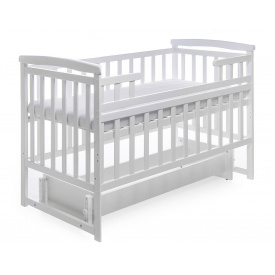 Ліжечко дерев'яне без шухляди Наталка Трансформер 120 х 60 см White (149618)