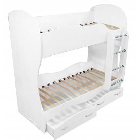 Дитяче двоярусне ліжко Посмішка МАКСИ МЕБЕЛЬ (під матрац 1900х800) (плюс) Біла гладка (5102810)