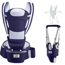 Хіпсит, Ерго-рюкзак, кенгуру перенесення Baby Carrier 6 в 1 Темно-Синій та Віжки-ходунки з трусиками (vol-1394)