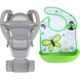 Хипсит эрго-рюкзак кенгуру переноска слюнявчик-трансформер Baby Carrier 20 кг 6 в 1 Серый (vol-9890)