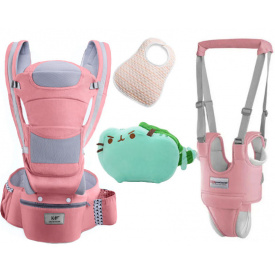 Хипсит Baby Carrier эрго-рюкзак кенгуру переноска 6 в 1 игрушка Пушин кот Дракон (vol-1890) Розовый