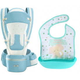 Хипсит эрго-рюкзак кенгуру переноска с сеткой слюнявчик-трансформер Baby Carrier 20 кг 6 в 1 Мятный (vol-9872)