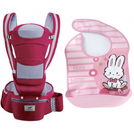 Хипсит эрго-рюкзак кенгуру переноска слюнявчик-трансформер Baby Carrier 20 кг 6 в 1 Бордовый (vol-9884)