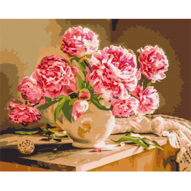 Картина за номерами BrushMe "Півонії в затишному інтер'єрі" 40х50см BS52704