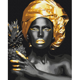 Картина за номерами BrushMe "Екзотична краса із золотою фарбою" 40х50см BS52874