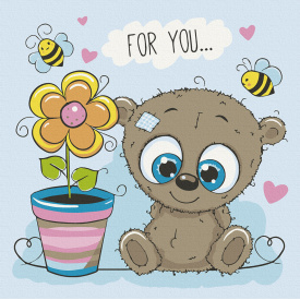 Розпис на полотні Art Craft Ведмедик з квіточкою 15513-AC 30х30 см