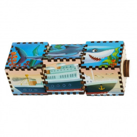 Дерев'яні кубики "Водний світ" Ubumblebees ПСД179 PSD179 обертаються