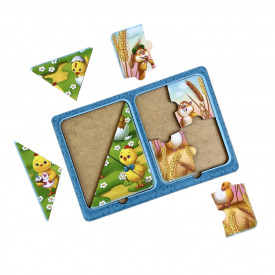 Дерев'яний пазл-вкладиш "Хом'яки та курчата" Ubumblebees ПСД183 PSD183 в рамці
