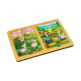 Дерев'яний пазл-вкладиш "Вівці та гуси" Ubumblebees ПСД181 PSD181 в рамці