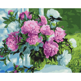 Картина за номерами BrushMe "Букет півоній в саду" 40х50см BS31020