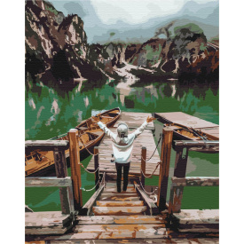 Картина за номерами BrushMe "Мандрівниця на озері Брайєс" 40х50см BS52566