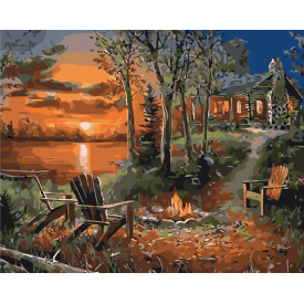 Картина за номерами Brushme XL Будинок біля озера 48х60 см Різнокольоровий BS31630L