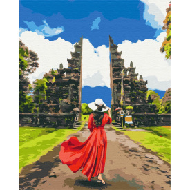 Картина за номерами BrushMe "Мандрівниця біля храму Лемпуянг" 40х50см BS52564