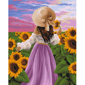 Картина за номерами BrushMe "Леді у соняшниках" 40х50см BS51571