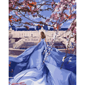 Картина за номерами BrushMe "Красуня в сакурах" 40х50см BS52711
