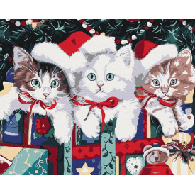 Картина за номерами BrushMe "Новорічні котики" 40х50см BS51359