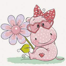 Розпис на полотні Art Craft Бегемотик з квіткою 15539-AC 30х30 см