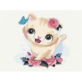 Дитяча картина за номерами BrushMe "Гріве кошеня" 30х40см KBS0076