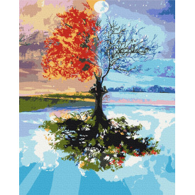 Картина за номерами Brushme Дерево сезонів 40х50 см Різнокольоровий BS27746