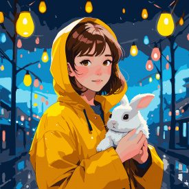 Картина за номерами Santi Дівчина з зайченям 40x40 см LED підсвітка (955103)