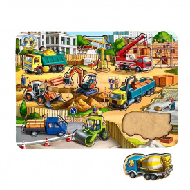 Дерев'яний пазл-вкладиш "Будівельний майданчик" Ubumblebees ПСД123 PSD123 9 елементів