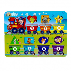 Дерев'яний пазл-вкладиш "Геометричні фігури" Ubumblebees ПСД048 PSD048 сортер-паровоз