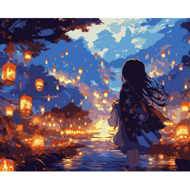 Картина за номерами Santi Дівчина на святі ліхтарів 40х50 см Різнокольоровий (955109)