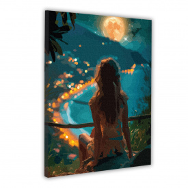 Картина за номерами Santi Дівчина і нічне місто 40x50 см LED підсвітка (955088)