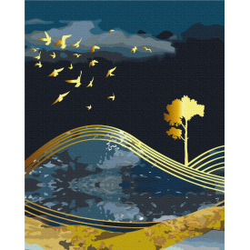 Картина за номерами BrushMe "Птахи ночі із золотою фарбою" 40х50см BS53042