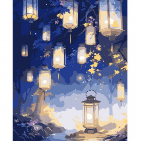 Картина за номерами Santi Чарівний ліс з ліхтариками 40х50 см Різнокольоровий (955108)