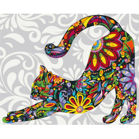 Картина за номерами Brushme XL Квітковий котик 48х60 см Різнокольоровий BS21213L