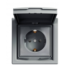 Розетка Schneider Electric Asfora EPH3100362 с заземлением и с шторками (сталь)