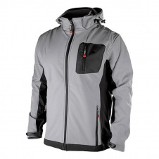 Куртка SOFTSHELL INTERTOOL SP-3122 светло серо-черная, с капюшоном, ткань - стрейч 300 GSM 100D, размер М