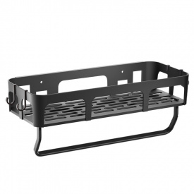 Настінна полиця для зберігання у ванній з тримачем для рушників ANbeauty Чорна (AN0103401)