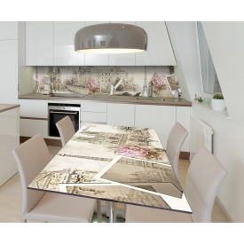 Наклейка 3Д вінілова на стіл Zatarga «Паризька сепія» 600х1200 мм для будинків, квартир, столів, кав'ярень, кафе