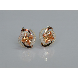 Серебряные серьги Sil с золотыми накладками 130s-5 Шампань (Sil-736)