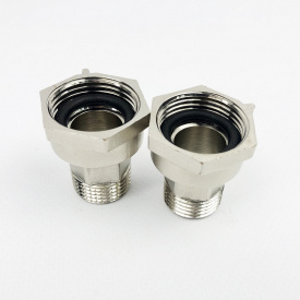Комплект гайок штуцерів Koer для підключення лічильника 1/2" х 3/4" нікель (пара)