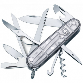 Складной нож Victorinox Huntsman 91 мм 15 функций Серебристый полупрозрачный в блистере (1.3713.T7B1)