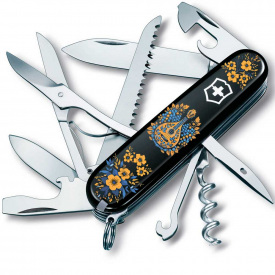Складной нож Victorinox Huntsman Ukraine 91 мм 15 функций Украинские мотивы Черный (1.3713.3_T1370u)